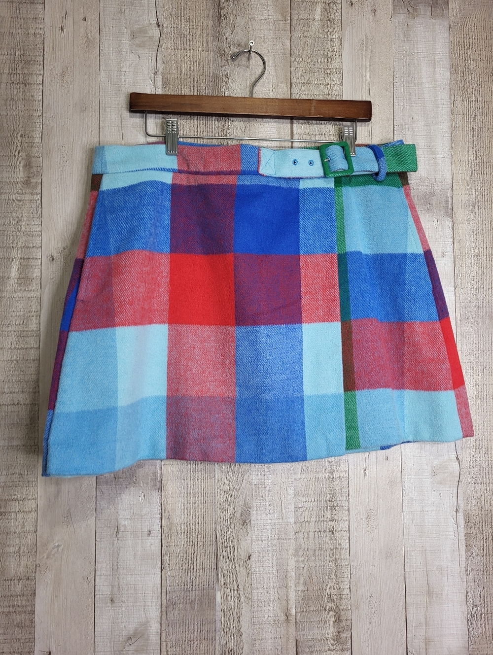 Free Assembly Colorblock Plaid Mini Skirt with Belt. Brand New.